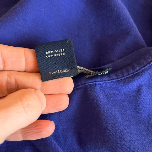 Y2K Ralph Lauren Sport Size S V-Neck Tee Cotton Violet - Picture 8 of 8